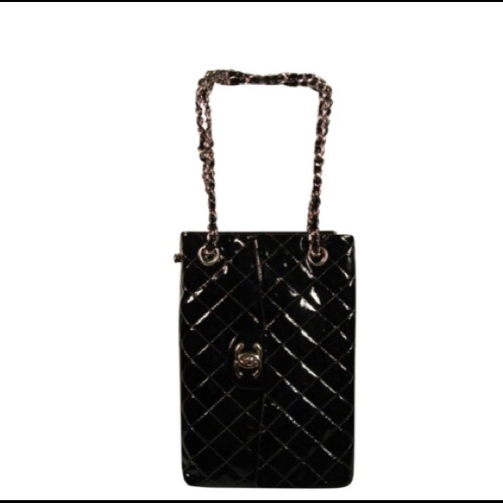 CHANEL  2.55 Quilted Sideways Flap Patent Leather